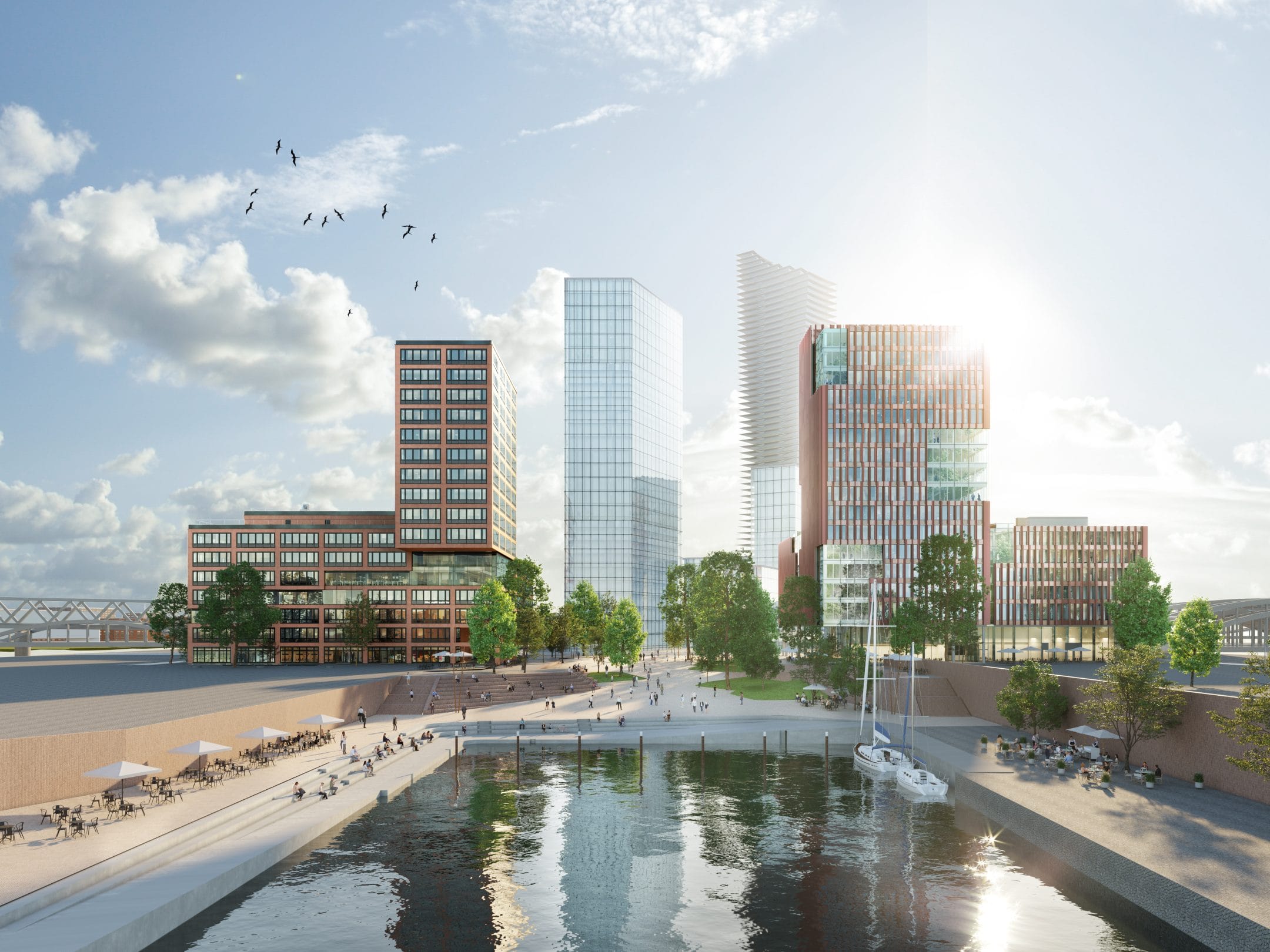 Render of HafenCity - sutainability and innovation in the newest business district of Hamburg