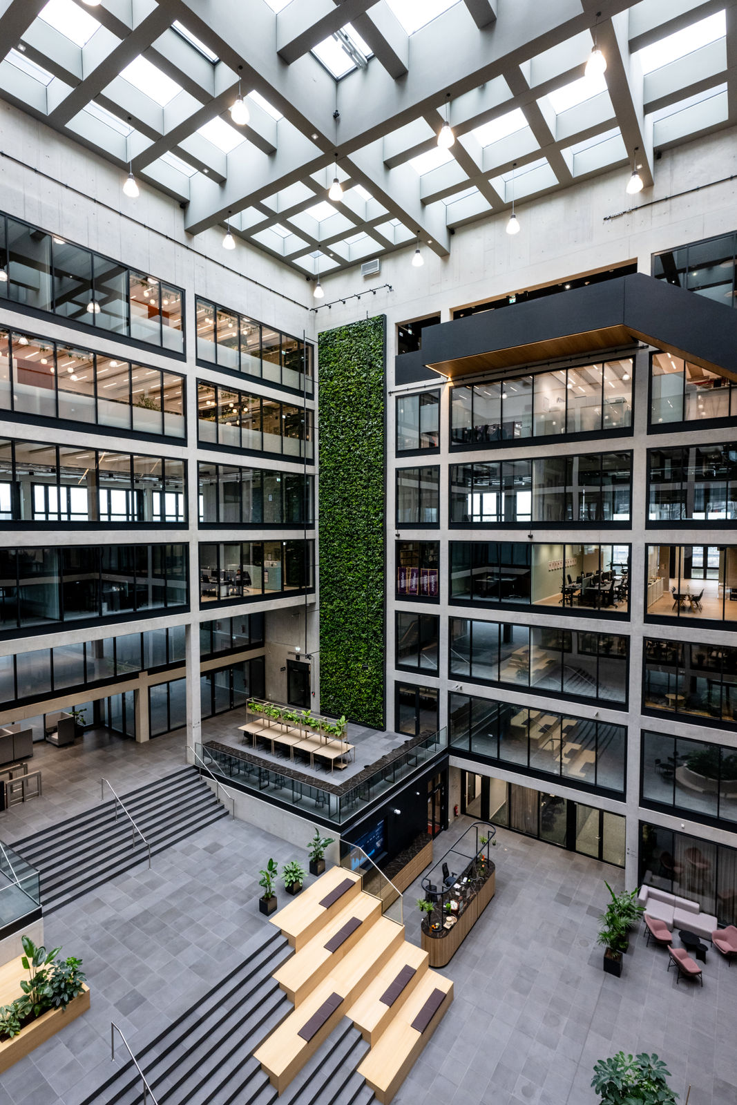 The HafenCity Atrium with its plant wall