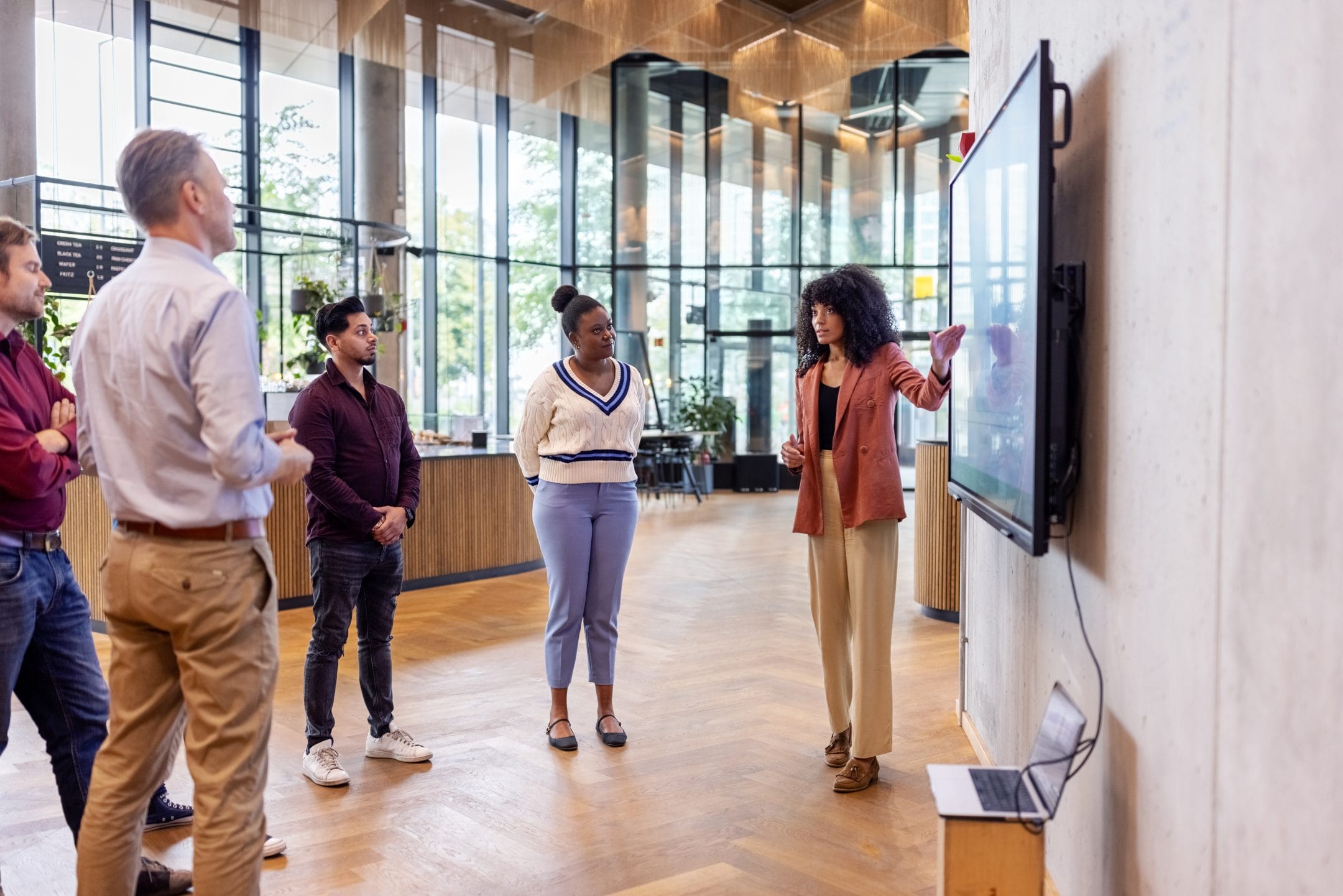 Our flexible open work spaces are designed for hybrid teams to use in creative ways.